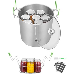 VEVOR Canning Supplies Starter Kit, 9 Pieces Stainless Steel Water Bath Canning Kit for Beginners, Canning Tools Set: Ladle, Measuring Spoon & Cup, Funnel, Tongs, Jar Lifter, Jar Wrench(21QT+2PCS)
