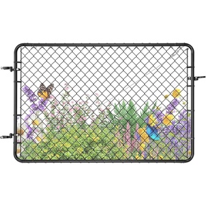 VEVOR Chain Link Fence Gate, 70 x 72 in, Adjustable Chain Link Fence Panel, Garden Fence Gate Opening, Rust-Resistant Galvanized Fencing Gate for Farm Posts Not Included(Black)