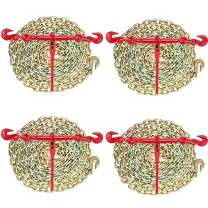 VEVOR Chain and Binder Kit, 3/8″-1/2″ Ratchet Load Binders 9200 lbs Working Load Limit, 3/8″ x 10′ G80 Chains with Grab Hooks, Ratchet Binders and Chains for Truck, Tie Down, Hauling, Towing, 2 Set(4P 10ft)