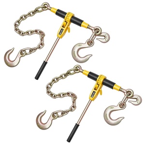VEVOR Chain and Binder Kit, 3/8″-1/2″ Ratchet Load Binders 9200 lbs Working Load Limit, 3/8″ x 10′ G80 Chains with Grab Hooks, Ratchet Binders and Chains for Truck, Tie Down, Hauling, Towing, 2 Set(2P 2ft)