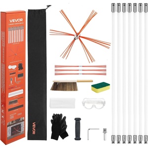 VEVOR Chimney Sweep Kit, 39 ft Maximum Extendable Length Chimney Sweep, Chimneys Cleaning Kit with Bristle Replacements & Goggles, 90° Bendable Fireplace Cleaning Tool, for Square, Rectangle Chimneys(23 Ft-1)