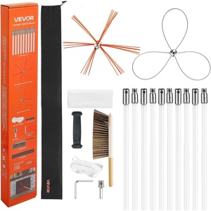VEVOR Chimney Sweep Kit, 39 ft Maximum Extendable Length Chimney Sweep, Chimneys Cleaning Kit with Bristle Replacements & Goggles, 90° Bendable Fireplace Cleaning Tool, for Square, Rectangle Chimneys(33 FT-2)