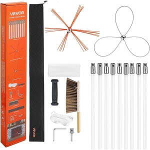 VEVOR Chimney Sweep Kit, 39 ft Maximum Extendable Length Chimney Sweep, Chimneys Cleaning Kit with Bristle Replacements & Goggles, 90° Bendable Fireplace Cleaning Tool, for Square, Rectangle Chimneys(30 FT-2)