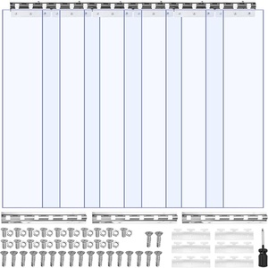 VEVOR Clear PVC Strip Curtain, 96 in Height x 84 in Width x 0.08 in Thickness, 14 PCS Walk in Freezer Cooler Curtain Strips, Smooth Waterproof Plastic Door Strips for Warehouse, Freezer, Garage Doors(84″ Height x 36″ Width)