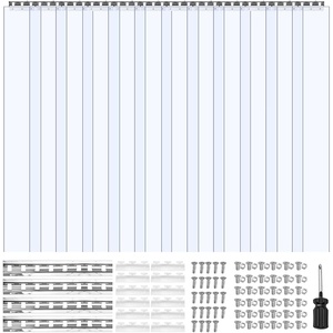 VEVOR Clear PVC Strip Curtain, 96 in Height x 84 in Width x 0.08 in Thickness, 14 PCS Walk in Freezer Cooler Curtain Strips, Smooth Waterproof Plastic Door Strips for Warehouse, Freezer, Garage Doors(96″ Height x 72″ Width)
