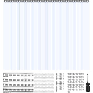 VEVOR Clear PVC Strip Curtain, 96 in Height x 84 in Width x 0.08 in Thickness, 14 PCS Walk in Freezer Cooler Curtain Strips, Smooth Waterproof Plastic Door Strips for Warehouse, Freezer, Garage Doors(VEVOR PVC Strip Curtain Set (14 Strips + Accessories))