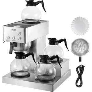 VEVOR Commercial Drip Coffee Maker, 12 Cups Coffee-Maker Machine with 4 Glass Carafes and 4 Decanter Warmer Plates, Stainless Steel Drip Style Coffee Brewer, for Restaurant, Office, Coffee Shop & Home(4 Warmer Plates)
