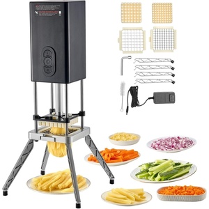 VEVOR Commercial French Fry Cutter, Stainless Steel Vegetable Fruit Chopper with 3 Replacement Blades 1/2-Inch 3/8-Inch 1/4-Inch, Electric Potato Slicer Dicer for Restaurants & Home Kitchen(1/2 Inch + 3/8Inch)