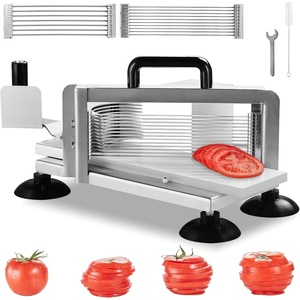 VEVOR Commercial Tomato Slicer, 3/8 inch Tomato Cutter Slicer, Stainless Steel Heavy Duty Tomato Slicer Machine, Manual with Non-slip Feet, for Cutting Tomatoes, Cucumbers, Bananas(1/4″+3/8″+3/16″)