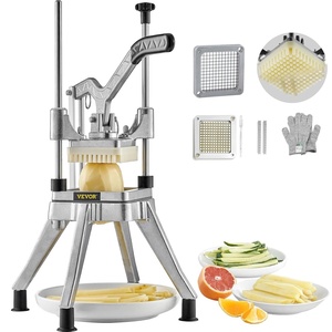 VEVOR Commercial Vegetable Fruit Chopper 1/4″ Blade Heavy Duty Professional Food Dicer Kattex French Fry Cutter Onion Slicer Stainless Steel for Tomato Peppers Potato Mushroom(Lever style 1/4″)