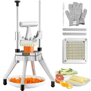 VEVOR Commercial Vegetable Fruit Chopper 1/4″ Blade Heavy Duty Professional Food Dicer Kattex French Fry Cutter Onion Slicer Stainless Steel for Tomato Peppers Potato Mushroom(Push style 1/4″)