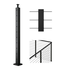 VEVOR Corner Cable Railing Post, 10 Holes, 36x2x2 Inches Stainless Steel Cable Railing System Kit for Indoor Outdoor Deck Balcony, 1 Pack, Black, Product ID 1JZLGZXHS914ZPBNY001V0