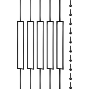 VEVOR Deck Balusters, 44″x0.5″ Metal Deck Spindles, 10 Pack Staircase Baluster with Screws, Iron Deck Railing for Wood and Composite Deck, Stylish Black Baluster for Outdoor Stair Deck Porch