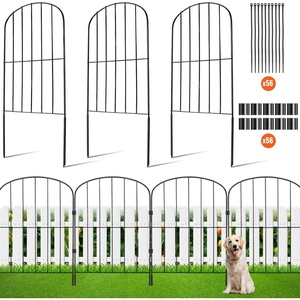 VEVOR Decorative Garden Fence 28 Pack, No Dig Fence 24in(H) x30ft(L) Animal Barrier Fence, Underground Garden Fencing with 2 inch Spike Spacing, Metal Dog Fence for The Yard and Outdoor Patio(Black)