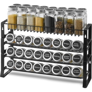 VEVOR Detachable Spice Rack Organizer for Cabinet, 4 Tie Stackable Seasoning Organizer, Spice Jars Kitchen Storage for Countertop Kitchen Pantry Cupboard, 15.8×10.7 in(15.8×10.7 in)