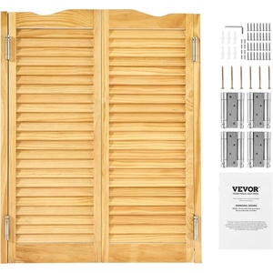 VEVOR Double Saloon Swinging Doors, 32″ W x 42″ H Arched Top Interior Swinging Cafe Doors, Pine Wood, with Hinges & Hardware Kit, Easy to Install, for Hallway Kitchen Bar Pub Entrance, Log Color