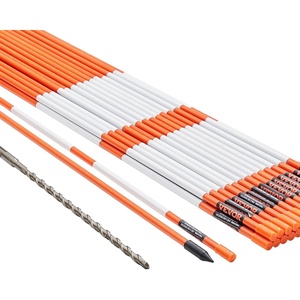 VEVOR Driveway Markers, 50 PCS 48 inch, 0.31 inch Diameter, Orange Fiberglass Poles Snow Stakes with Reflective Tape, 12″ Steel Drill Bit & Protection Gloves for Parking Lots, Walkways Easy Visibility(5/16 Inch)