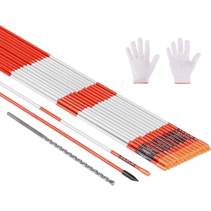VEVOR Driveway Markers, 50 PCS 48 inch, 0.31 inch Diameter, Orange Fiberglass Poles Snow Stakes with Reflective Tape, 12″ Steel Drill Bit & Protection Gloves for Parking Lots, Walkways Easy Visibility(0.31 x 0.31 × 48.03 inches)