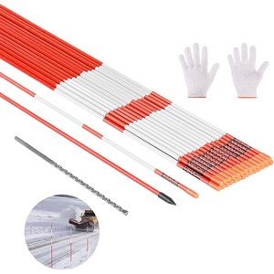 VEVOR Driveway Markers, 50Pcs 60 in Long 5/16 in Dia, Hi-Visibility Driveway Reflectors with 12 in Steel Drill Bits, Reflective Snow Sticks Fiberglass Pole for Parking Lots, Walkways, Snow Plowing(60 Inch)