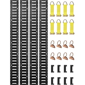 VEVOR E Track Tie-Down Rail Kit, 30PCS 5FT E-Tracks Set Includes 4 Steel Rails & 2 Single Slot & 8 O Rings & 8 Tie-Offs w/D-Ring & 8 End Caps, Securing Accessories for Cargo, Motorcycles, and Bikes(5FT-28Pcs)