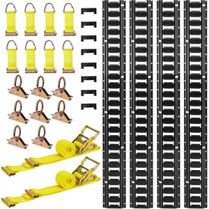 VEVOR E Track Tie-Down Rail Kit, 30PCS 5FT E-Tracks Set Includes 4 Steel Rails & 2 Single Slot & 8 O Rings & 8 Tie-Offs w/D-Ring & 8 End Caps, Securing Accessories for Cargo, Motorcycles, and Bikes(7.7FT-26Pcs)