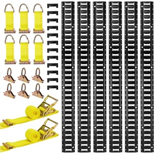 VEVOR E-Track Tie-Down Rail Kit, 6 Pack 5 ft E Track Rails, 26 Pcs Includes 2 Ratchet Straps & 6 O-Rings & 6 Tie-Offs with D-Ring & 12 End Caps, Fit for Garages Vans Trailers Motorcycles(5 FT- 26Pcs)