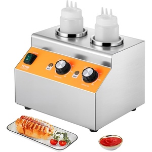 VEVOR Electric Cheese Dispenser with Pump, 2.4L Commercial Hot Fudge Warmer, Stainless Steel Heated Pump Dispenser, 86-230℉ Temp Adjustable Nacho Cheese Sauce Warmer, for Hot Fudge Cheese Caramel(Light Gray)