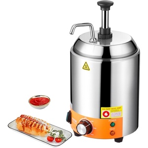 VEVOR Electric Cheese Dispenser with Pump, 2.4L Commercial Hot Fudge Warmer, Stainless Steel Heated Pump Dispenser, 86-230℉ Temp Adjustable Nacho Cheese Sauce Warmer, for Hot Fudge Cheese Caramel(Silver)