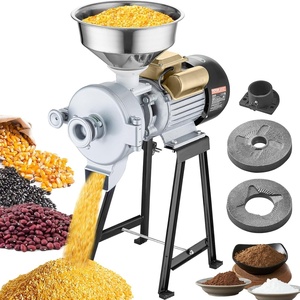 VEVOR Electric Grain Mill Grinder, 3000W Spice Grinders, Commercial Corn Mill with Funnel, Thickness Adjustable Powder Machine, Heavy Duty Feed Flour Cereal Mill Wheat Grinders, Dry Grinder(Black)