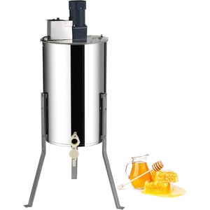 VEVOR Electric Honey Extractor, 3 Frame Honey Extractor with Transparent Lid, Stainless Steel Honeycomb Drum Spinner, Height Adjustable, Honeycomb Extraction Equipment for Beekeeping(4 Frame Rack(2 Deep Frames))