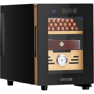 VEVOR Electric Humidor, 33L, 250 Counts Electric Cigar Humidor Cabinet with Cooling Temperature Control, Spanish Cedar Wood Shelves & Drawers, Mechanical Hygrometer, 4 Layers, Cooler for Household(16L)