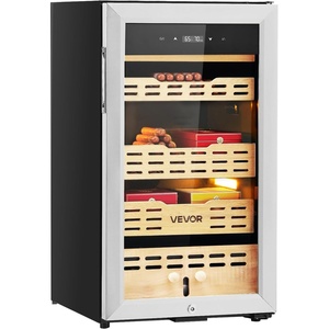 VEVOR Electric Humidor, 50L, 300 Counts Electric Cigar Humidor Cabinet with Compressor Cooling, Constant Humidity & Temperature Control, Spanish Cedar Wood Shelves & Drawers, 2 Layers, for Household(75L)