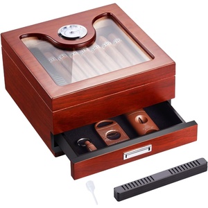 VEVOR Electric Humidor, 60L, 350 Counts Electric Cigar Humidor Cabinet with Compressor Cooling, Constant Humidity & Temperature Control, Spanish Cedar Wood Shelves & Drawers, 3 Layers, for Household(Black)