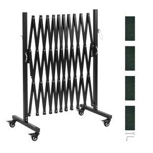 VEVOR Expandable Barricade, 11FT Expandable Safety Barrier, Flexible Mobile Barricade with Locking Casters, Portable Folding Security Gate Metal Traffic Fence for Patio Garden Stairway(Black)