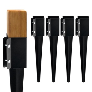 VEVOR Fence Post Anchor, 4 Pack 4 x 4 Inches Outer Diameter (Inner Diameter 3.5 x3.5 Inches) Ground Spike 24″, Metal Black Powder Coated Post Stake Ground, for Mailbox Deck Garden Railing