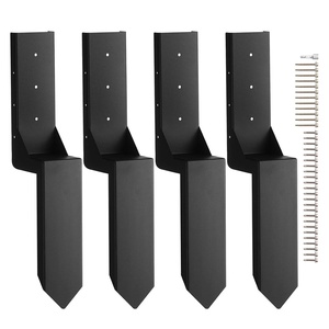 VEVOR Fence Post Anchor Repair Kit, 4 Pack 3.5×3.5 Inches Inner Diameter Heavy Duty Steel Support Stakes, Ground Spike for Tilted, Broken Wood Posts, Enveloping(4PC 24×3.5×3.5 Inches)