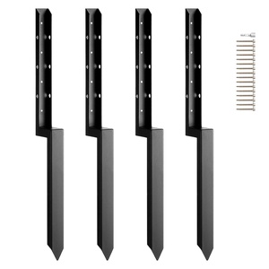 VEVOR Fence Post Anchor Repair Kit, 4 Pack 3.5×3.5 Inches Inner Diameter Heavy Duty Steel Support Stakes, Ground Spike for Tilted, Broken Wood Posts, Enveloping(4PC 34x2x2 Inches)