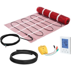 VEVOR Floor Heating Mat,10 Sq.ft. 14℉-113℉ Electric Radiant Floor Heated Warm System with Digital Floor Sensing Thermostat, 110-120V Includes Installation Monitor, Adhesive Back for Easy Installation(15 Sq.ft)