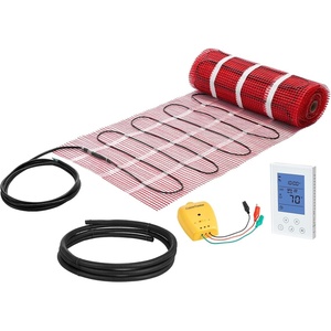 VEVOR Floor Heating Mat,10 Sq.ft. 14℉-113℉ Electric Radiant Floor Heated Warm System with Digital Floor Sensing Thermostat, 110-120V Includes Installation Monitor, Adhesive Back for Easy Installation(50 Sq.ft)
