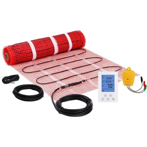 VEVOR Floor Heating Mat,10 Sq.ft. 14℉-113℉ Electric Radiant Floor Heated Warm System with Digital Floor Sensing Thermostat, 110-120V Includes Installation Monitor, Adhesive Back for Easy Installation(30 Sq.ft)
