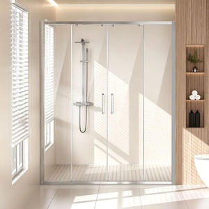 VEVOR Frameless Shower Door, 58-59 W x 75 H in, Shower Sliding Glass Door with 5/16 in(8mm) Clear SGCC Tempered Glass, Waterproof Shatterproof Nano Stainproof with Stainless Steel Hardware, Chrome(Chrome)