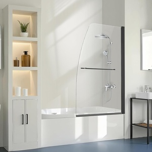 VEVOR Frameless Sliding Bathtub Door, 56-60″ W x 60″ H, Frameless Shower Glass Door, Frameless Double Sliding Tub Door with 5/16 in Clear Tempered Glass and Stainless Steel Handle, Black Finish(34″ W x 55″ H Frameless)