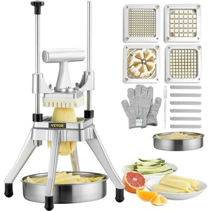 VEVOR French Fry Cutter, Ergonomic Potato Slicer with 3 Blades (1/2″, 3/8″, 1/4″) & Juicer Plate, Easy-Replace Vegetable Chopper Dicer for Carrot, Onion, Lemon, Ideal for Home & Commercial Kitchens(1/4″ + 3/8″ + 1/2″ + 6-Wedge Slicer)