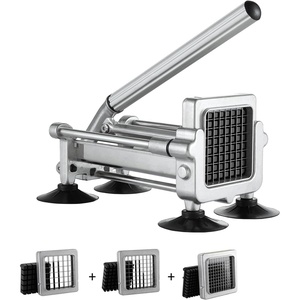 VEVOR French Fry Cutter, Potato Slicer with 1/2″, “3/8”, “1/4 Stainless Steel Blades, Manual Potato Cutter Chopper with Suction Cups, Great for Potato, French Fries, Cucumber, Vegetables, Carrot(/2 inch + 3/8 inch + 1/4 inch)