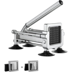VEVOR French Fry Cutter, Potato Slicer with 1/2-Inch and 3/8-Inch Stainless Steel Blades, Manual Potato Cutter Chopper with Suction Cups, Great for Potato, French Fries, Cucumber, Vegetables, Carrot(1/2 inch+3/8 inch Suctioncup)