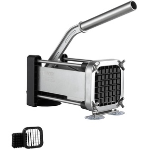 VEVOR French Fry Cutter, Potato Slicer with 1/2-Inch and 3/8-Inch Stainless Steel Blades, Manual Potato Cutter Chopper with Suction Cups, Great for Potato, French Fries, Cucumber, Vegetables, Carrot(1/2 inch)