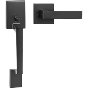 VEVOR Front Door Handle and Deadbolt Set, Matte Black Front Door Lock Set with Interior Knob, Adjustable Hole Spacing Single Cylinder Handleset, for Right and Left Handed Entrance and Front Door(Matte Black)