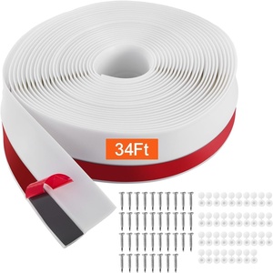 VEVOR Garage Door Seal Top and Sides Seal Strip, 34 FT Universal Weather Stripping Replacement Soft and Hard Composite, Weatherproofing Garage Door TPE Seals with Adhesive Backed and Screws, White(34 FT)