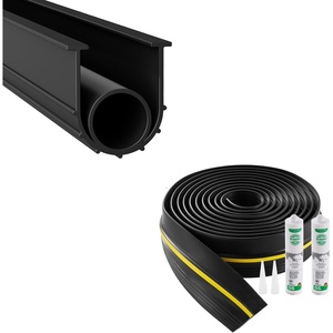 VEVOR Garage Door Threshold and Bottom Seals Kit, 16 FT U Shape+O Ring Universal Garage Door Bottom Seal Weatherstrip PVC, Combine with Weatherproof Garage Threshold Seal Strip with Adhesive, Black(16 FT)