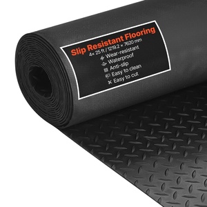 VEVOR Garage Floor Roll, 4 x 25 ft Garage Flooring Mat, 3 mm Thickened Rubber Diamond Plate Floor Protector Mat, Non-Slip, Wear-Resist, Waterproof, Easy to Clean for Warehouse, Gyms,Trailer, Black(4 ft x 25 ft)